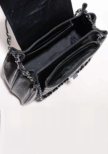 Eileen Leather Flap Shoulder Black