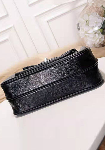 Eileen Leather Flap Shoulder Black