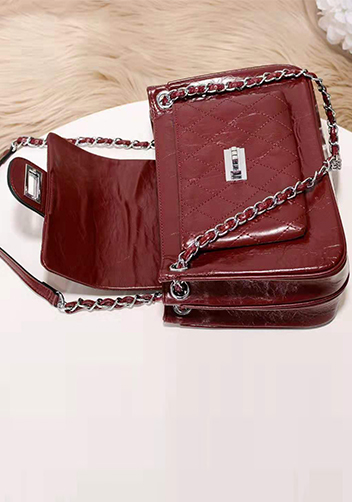 Eileen Leather Flap Shoulder Burgundy