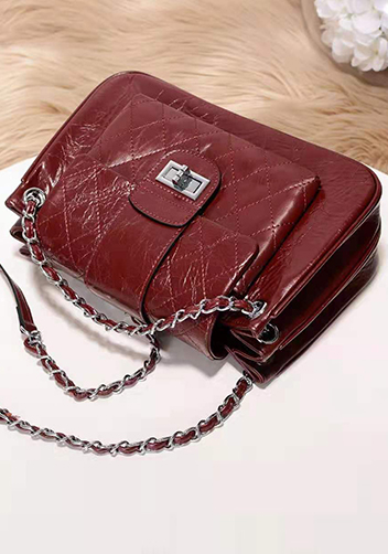 Eileen Leather Flap Shoulder Burgundy