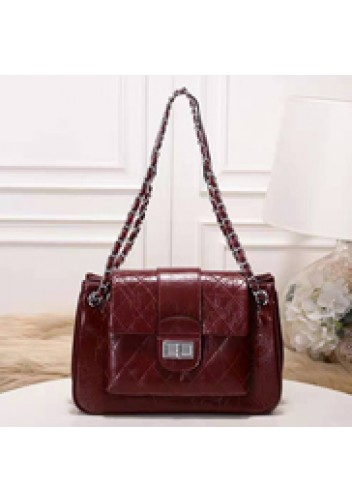 Eileen Leather Flap Shoulder Burgundy