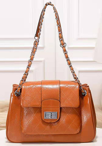 Eileen Leather Flap Shoulder Orange