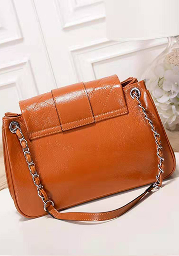 Eileen Leather Flap Shoulder Orange