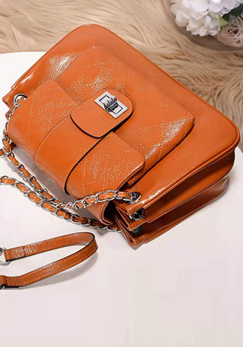 Eileen Leather Flap Shoulder Orange
