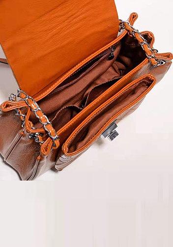 Eileen Leather Flap Shoulder Orange