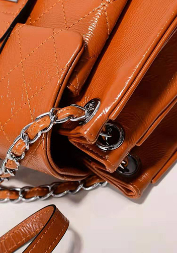 Eileen Leather Flap Shoulder Orange
