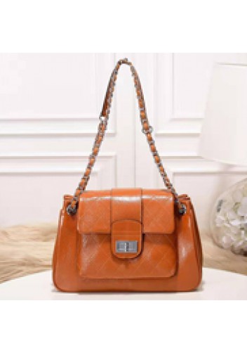Eileen Leather Flap Shoulder Orange