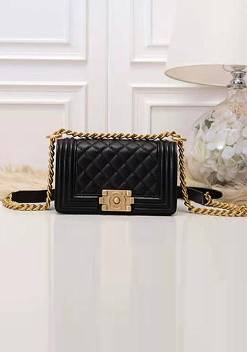 Ingrid Caviar Leather Small Flap Bag Black