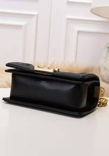 Ingrid Caviar Leather Small Flap Bag Black