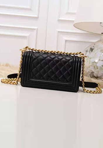 Ingrid Caviar Leather Small Flap Bag Black