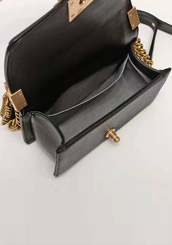 Ingrid Caviar Leather Small Flap Bag Black