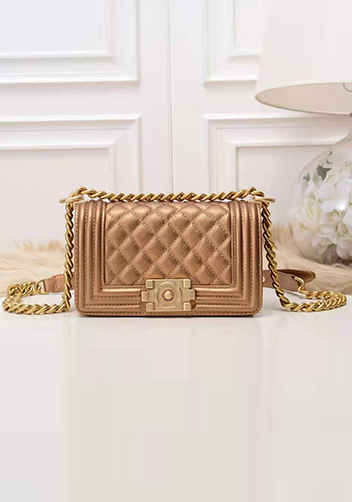Ingrid Caviar Leather Small Flap Bag Bronze