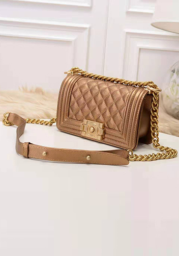 Ingrid Caviar Leather Small Flap Bag Bronze