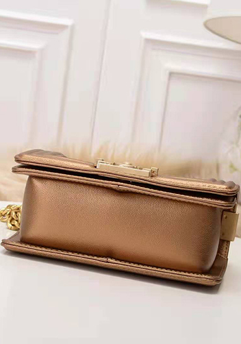 Ingrid Caviar Leather Small Flap Bag Bronze