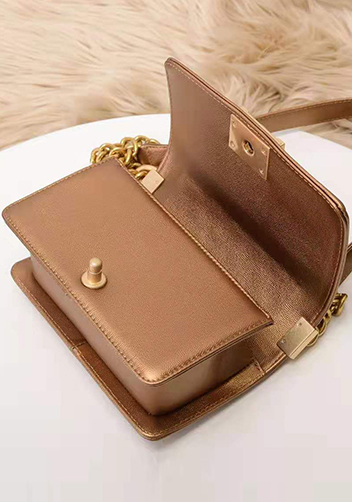 Ingrid Caviar Leather Small Flap Bag Bronze