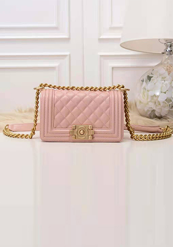 Ingrid Caviar Leather Small Flap Bag Pink