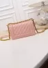 Ingrid Caviar Leather Small Flap Bag Pink