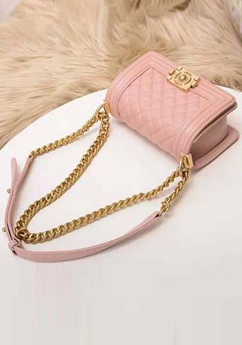 Ingrid Caviar Leather Small Flap Bag Pink