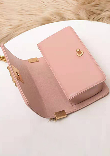 Ingrid Caviar Leather Small Flap Bag Pink