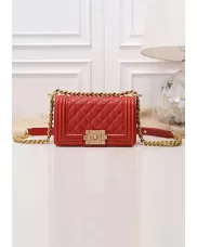 Ingrid Caviar Leather Small Flap Bag Red