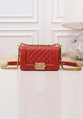 Ingrid Caviar Leather Small Flap Bag Red