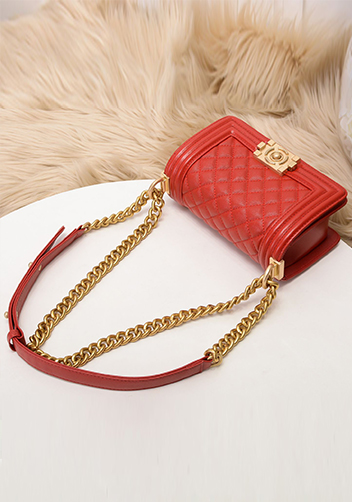 Ingrid Caviar Leather Small Flap Bag Red