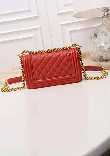 Ingrid Caviar Leather Small Flap Bag Red