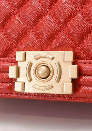 Ingrid Caviar Leather Small Flap Bag Red