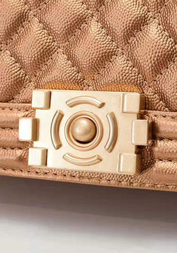 Ingrid Diamond Shape Caviar Leather Flap Bag Bronze