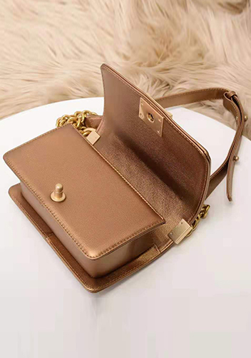 Ingrid Diamond Shape Caviar Leather Flap Bag Bronze