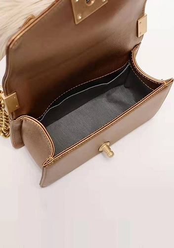 Ingrid Diamond Shape Caviar Leather Flap Bag Bronze