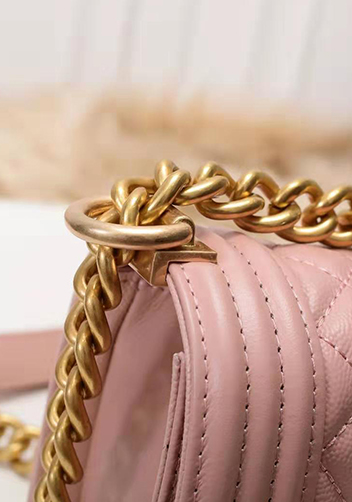 Ingrid Diamond Shape Caviar Leathar Flap Bag Pink 
