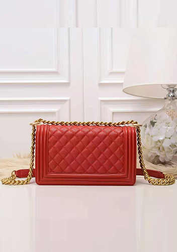Ingrid Diamond Shape Caviar Leather Flap Bag Red