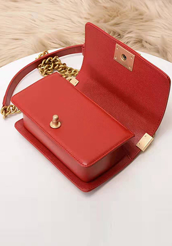 Ingrid Diamond Shape Caviar Leather Flap Bag Red