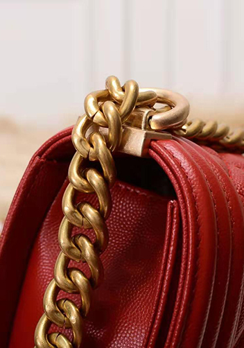 Ingrid Diamond Shape Caviar Leather Flap Bag Red