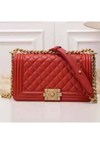 Ingrid Diamond Shape Caviar Leather Flap Bag Red