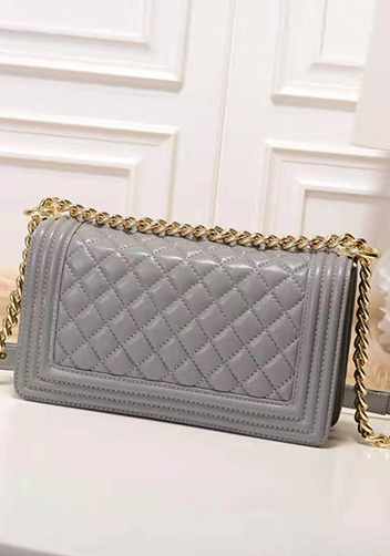 Ingrid Quilted Medium Leather Bag Grey