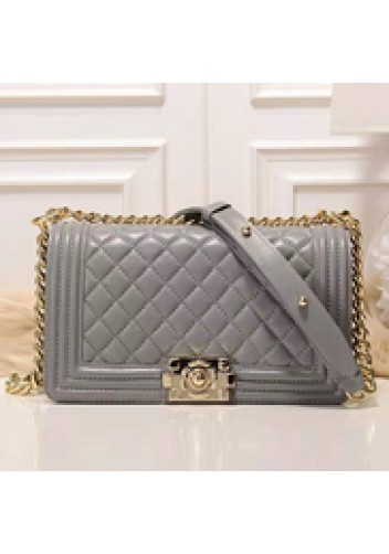 Ingrid Quilted Medium Leather Bag Grey