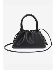 Dina Leather Clutch Top Handle And Shoulder Bag Black