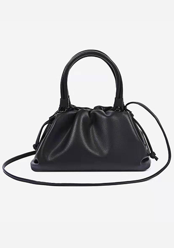 Dina Leather Clutch Top Handle And Shoulder Bag Black