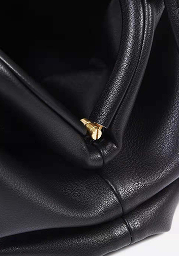 Dina Leather Clutch Top Handle And Shoulder Bag Black