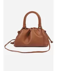 Dina Leather Clutch Top Handle And Shoulder Bag Brown
