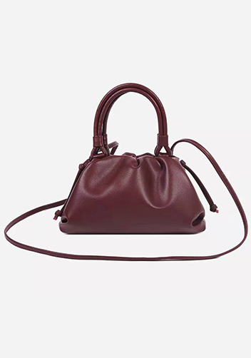 Dina Leather Clutch Top Handle And Shoulder Bag Burgundy