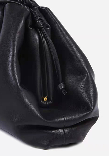 Dina Leather Large Clutch Top Handle And Shoulder Bag Black