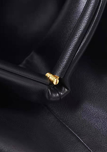 Dina Leather Large Clutch Top Handle And Shoulder Bag Black