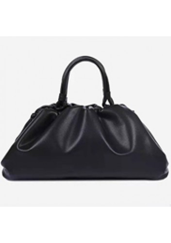 Dina Leather Large Clutch Top Handle And Shoulder Bag Black