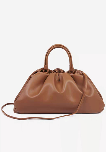 Dina Leather Large Clutch Top Handle And Shoulder Bag Brown