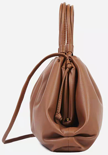 Dina Leather Large Clutch Top Handle And Shoulder Bag Brown