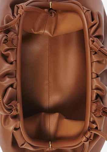 Dina Leather Large Clutch Top Handle And Shoulder Bag Brown