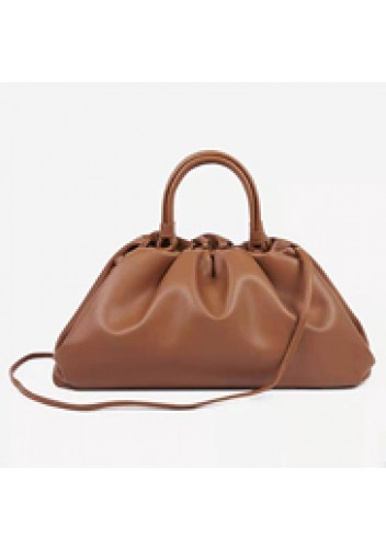 Dina Leather Large Clutch Top Handle And Shoulder Bag Brown